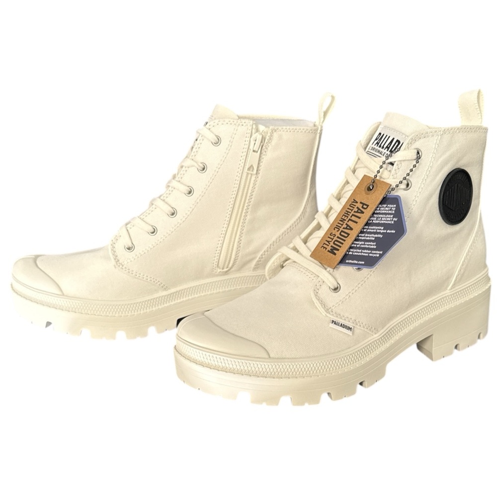 NIB/NWT Palladium Women’s Star White Pallabase Twill Boot/Shoe -size 9